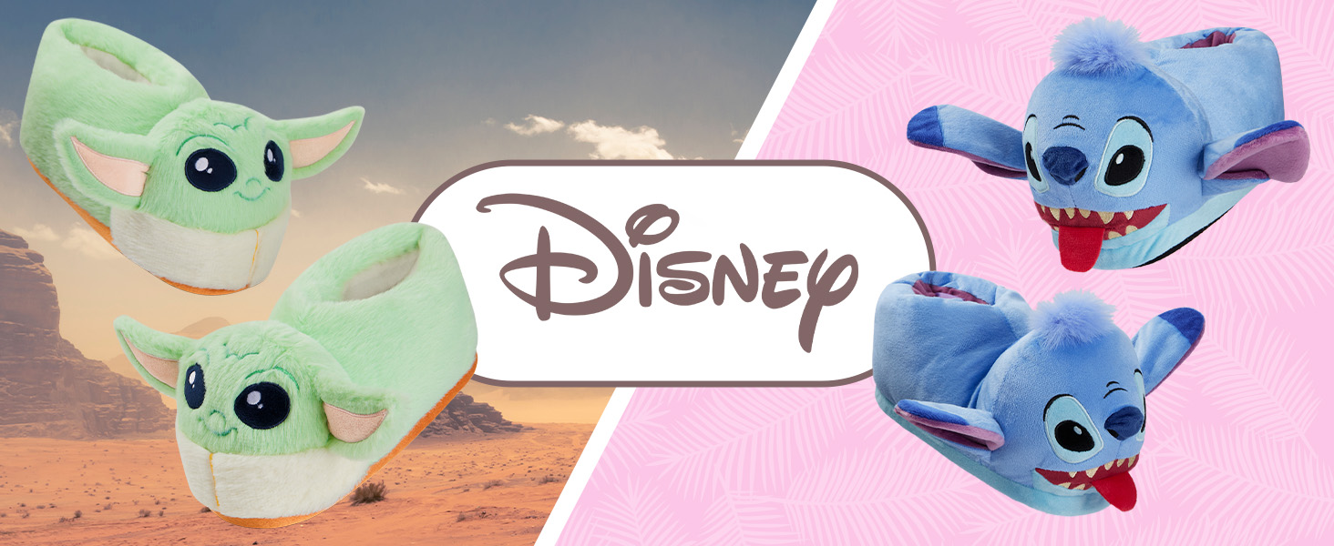 Disney Stitch Slippers Kids - 3D Fluffy Baby Yoda
