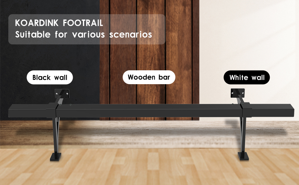 5Ft Bar Foot Rest Rail Kit, Black Foot Railing Set Tube