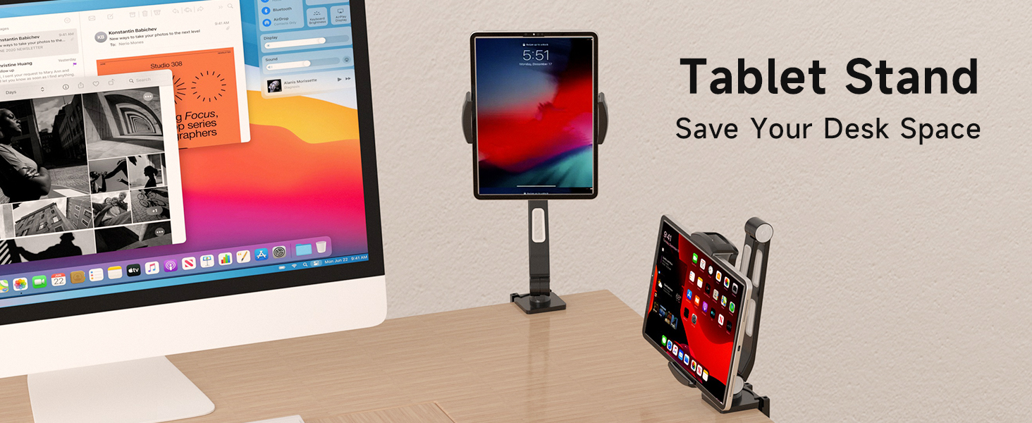 suptek Aluminum Alloy Tablet Stand for Desk, Adjustable
