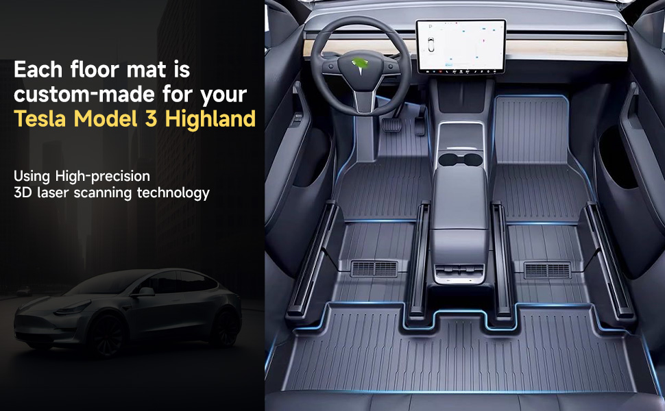 CHIYLE 2024 Tesla Model 3 Highland Floor Mats, Full Set For Tesla Model