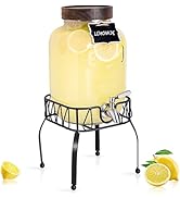 Mustry Glass Drink Dispenser for Parties, 1 Gallon Beverage Dispenser with Stand and Spigot Solid...