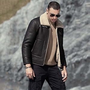 ブラウン　シープスキン　 コート Amazon | [Denny&Dora] メンズシープスキンムートンジャケットB7