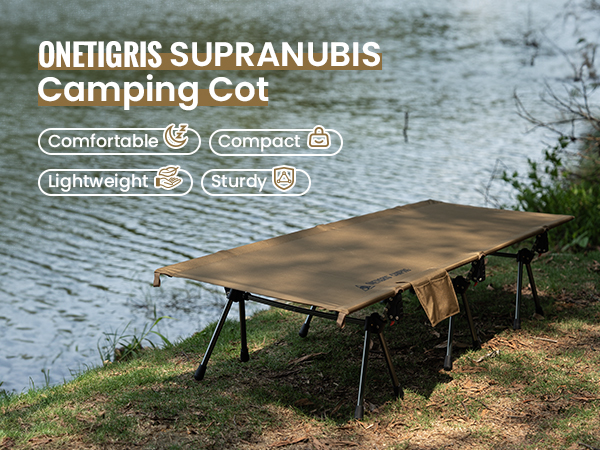 OneTigris Height-Adjustable Camping Cot with 330lbs Support