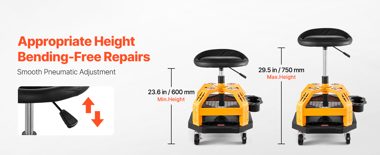 garage stool with backrest