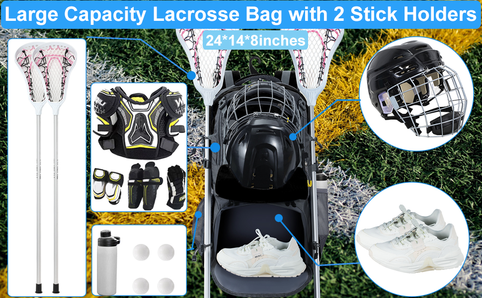 Aleemin Lacrosse Bag with Large Capacity, Lacrosse Backpack Bag for All Lacrosse or