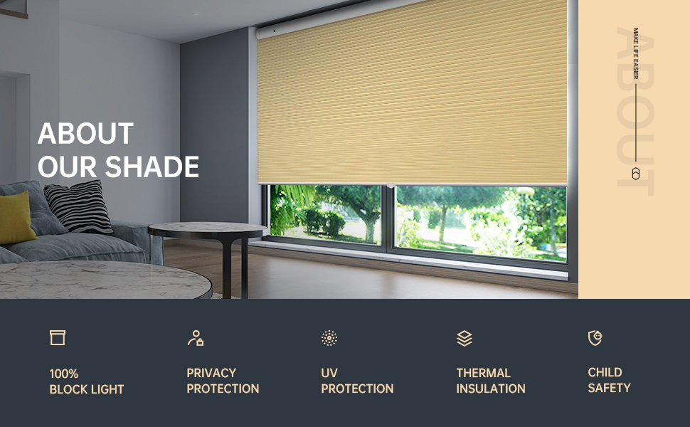 No Drill Cellular Shades Cordless Fast Fix Blinds for