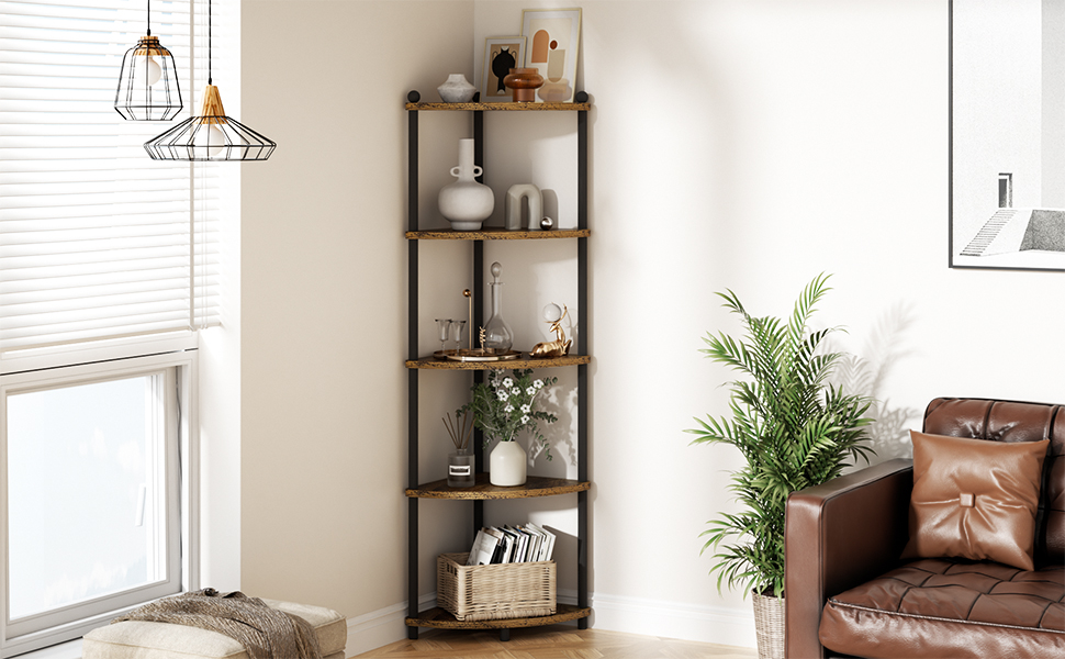 Regal mit 5 Ablagen Bücherregal Hoch Eckregal Holz Küchenregal Büroregal Lagerregal Standregal