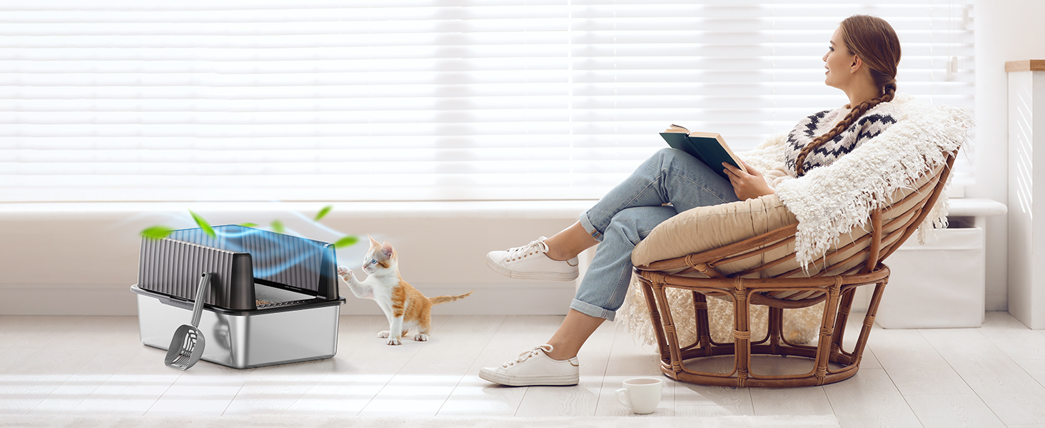 INZOO Stainless Steel Litter Box, MultiColor Litter Box