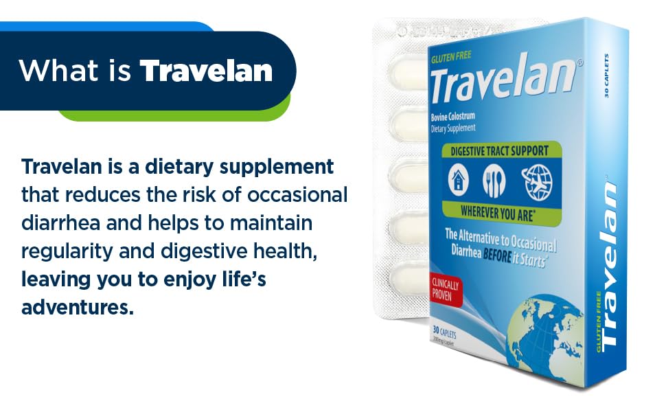 TRAVELAN Anti Diarrhea Travel Medicine for Gas Relief, Bloating, Cramping and
