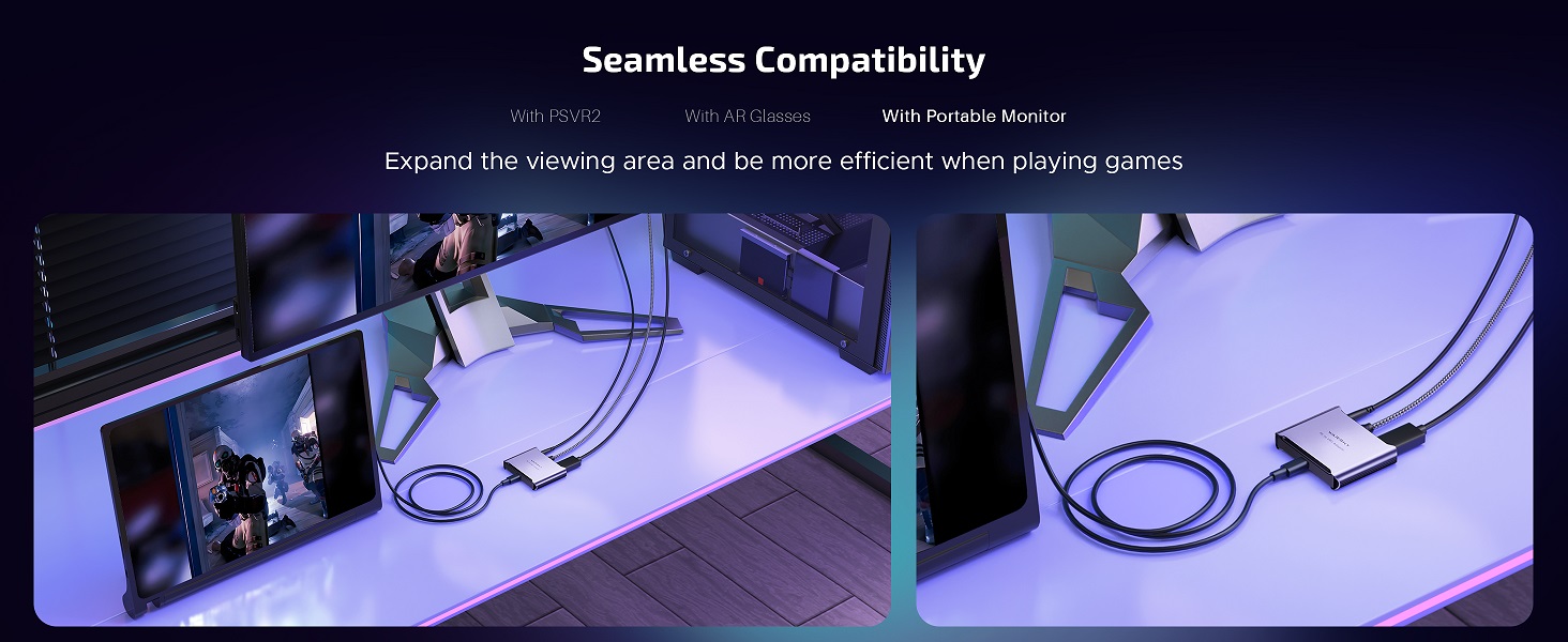 With Portable Monitor Expand the viewing area and be more efficient when playing games
