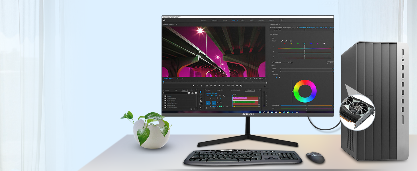 SANSUI Monitor 24 inch 100Hz IPS USB TypeC 1080P Computer Monitor