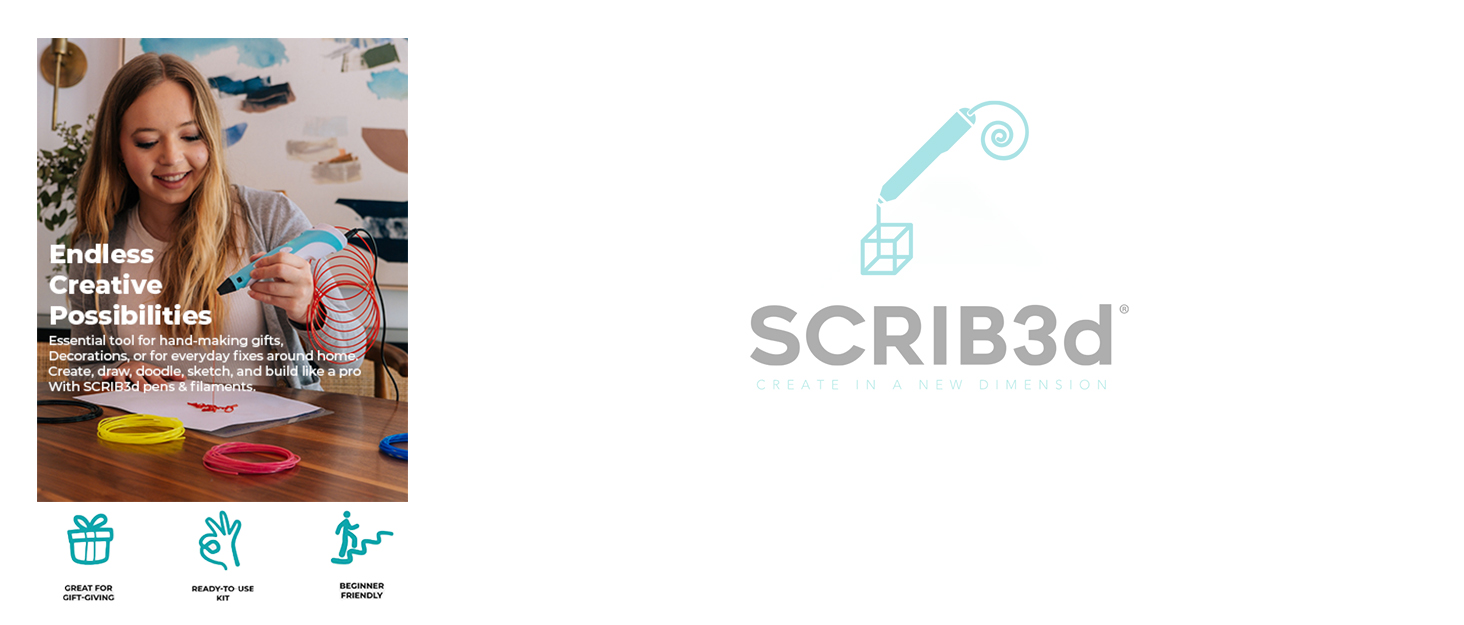 SCRIB3D P1 3D Printing Pen with Display Includes 3D Pen, 3 Starter