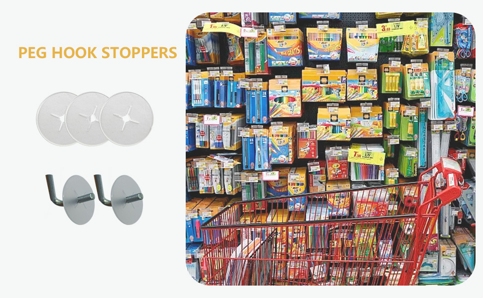 Peg Hook Stoppers,Clear Plastic Inventory Control Clips for 1/4 Pegboard Hooks,White