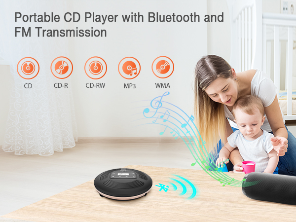 CD Player Portable with Bluetooth