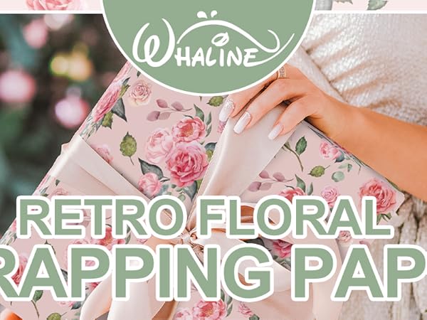 BONHEUR Papier　0316 Amazon.com: Whaline 12 Sheet Floral Wrapping Paper Vintage