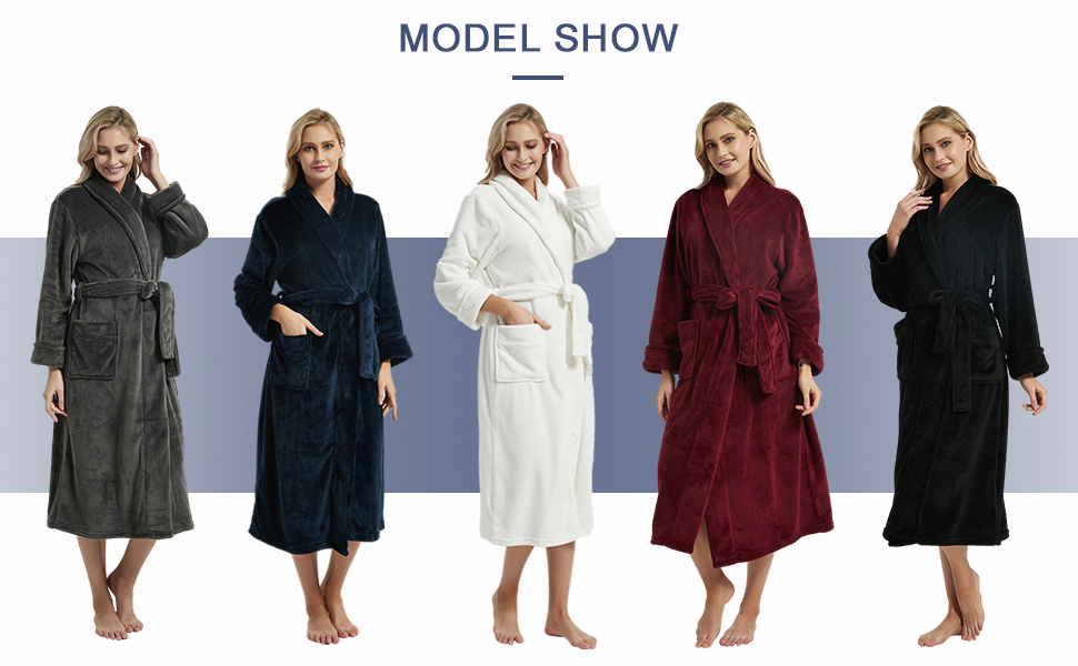 DaysU Males/Ladies Plush Flannel Fleece Bathrobes/Coats with Aspect Pockets, 1 Piece 18 1