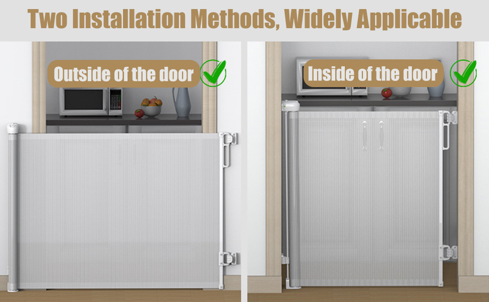 Retractable Baby Gate, Mesh Baby Safety Gates Stairs, 34" Tall, Extends up to 57" Wide, Dog Pet