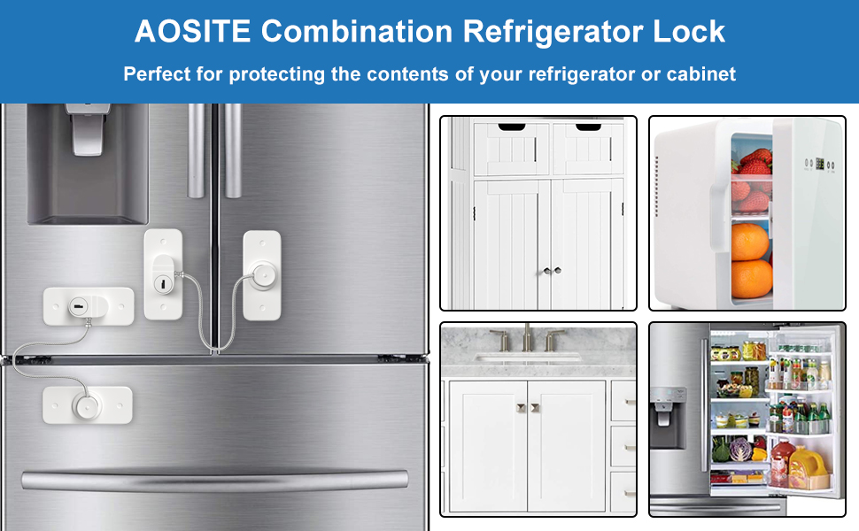 Refrigerator Lock AOSITE 4 Pack Mini Fridge Locks for Kids