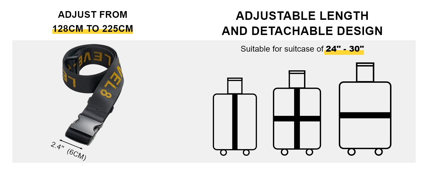 LEVEL8 Luggage Straps for Suitcase, Suitcase Belts Adjustable Travel Accessories