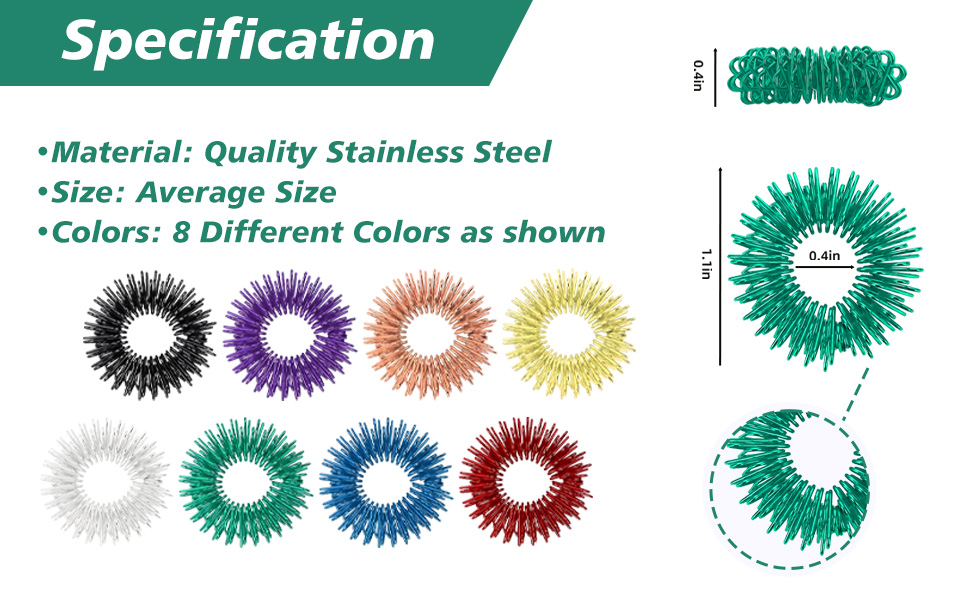 YUQILIN 100 PCS Acupressure Rings Spiky Sensory Fidgets