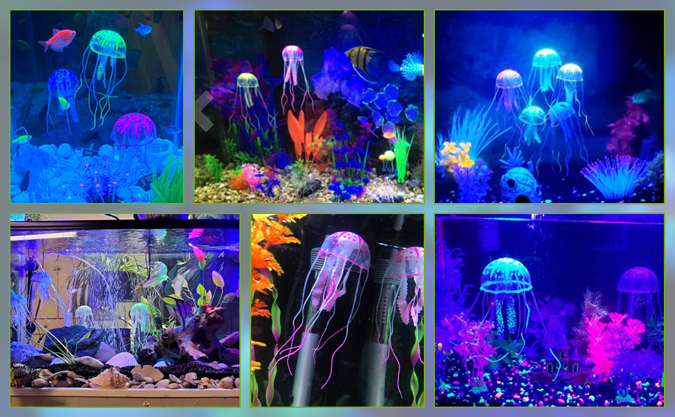 WishLotus 2 PCS Jellyfish Fish Tank Decorations, Simulation Jellyfish