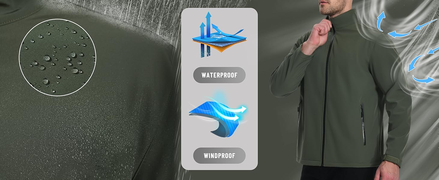 KEFITEVD Mens Softshell Military Jackets Outdoor Warm Jacket Fleece Comfortable Jacket with Pockets