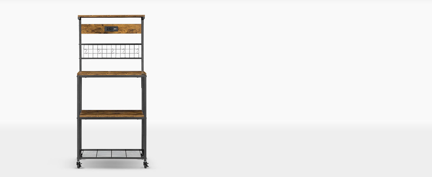 VIVOHOME Bakers Rack with Power Outlet, Microwave Stand
