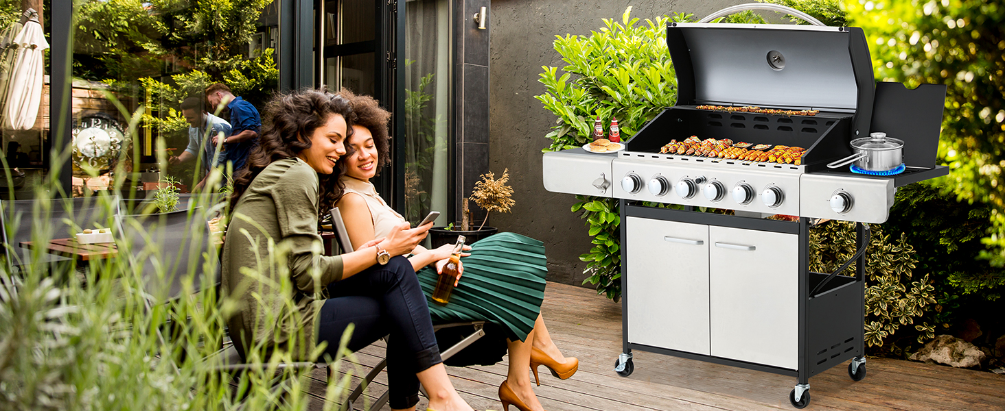 6 Burner BBQ Propane Gas Grill