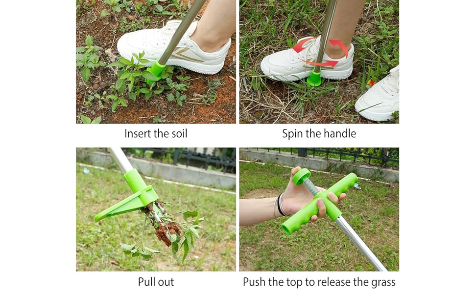 TeqHome Stand Up Weeder Hand Tool, 39" Weed Puller Root