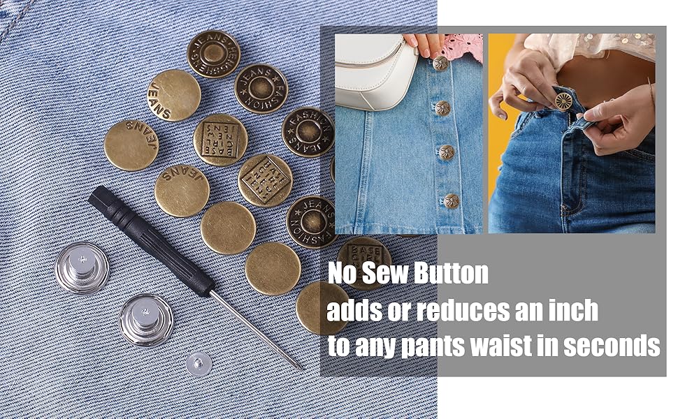 GYGYL 36Pcs 17mm Button for Jeans, Perfect Fit Jean Button Replacement