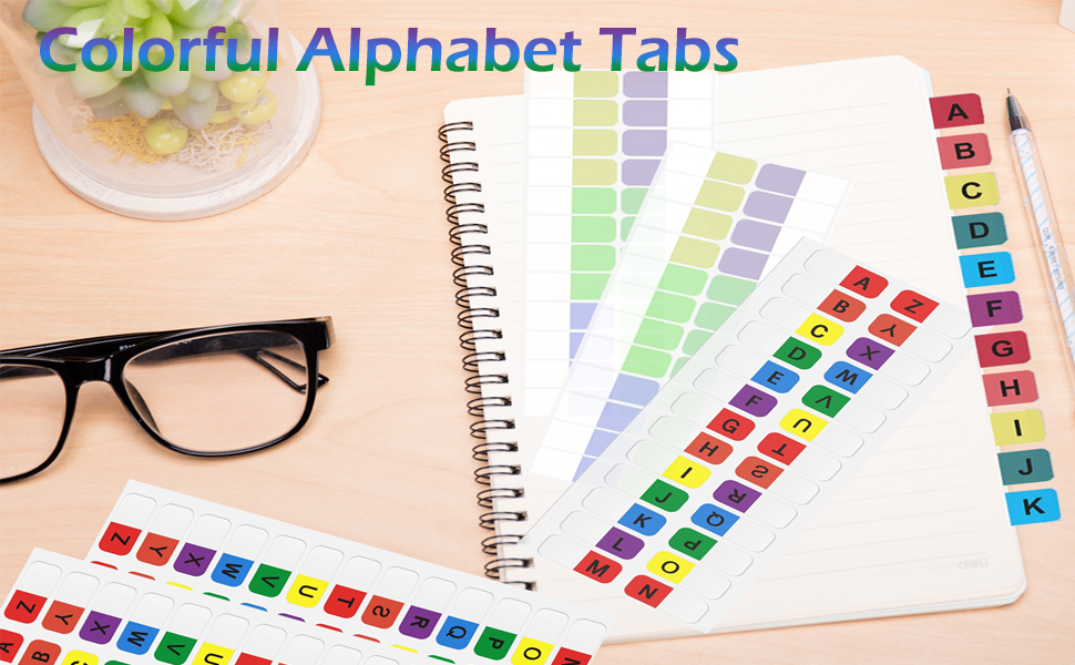 DANUDON 620PCS Colorful Alphabet Tabs, AZ Tabs Sticky