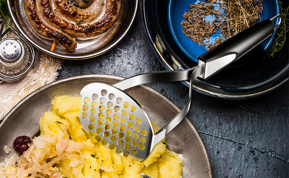 POOPHUNS Kartoffelstampfer,Edelstahl Kartoffelstampfer mit Rutschfester ...