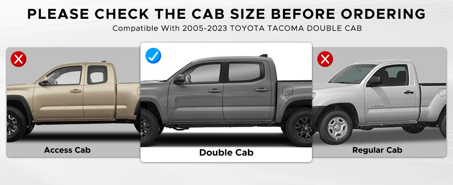 Running Boards rock sliders step bars for 2005-2024 Toyota Tacoma Double Cab