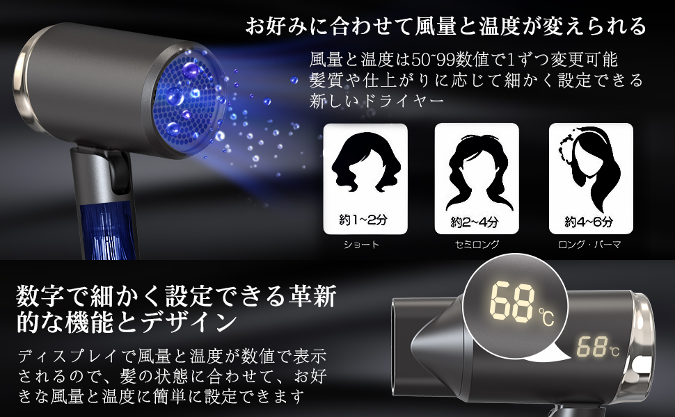 【新品未使用】ヘアドライヤー 無段階温度風量調節 ディスプレイ付き Amazon.co.jp: ヘアドライヤー 無段階温度風量調節 ディスプレイ