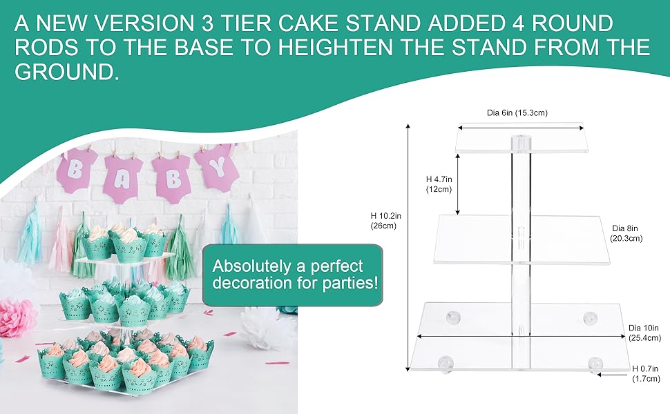 CECOLIC Acrylic Cupcake Stand Clear Cupcake Holder Display