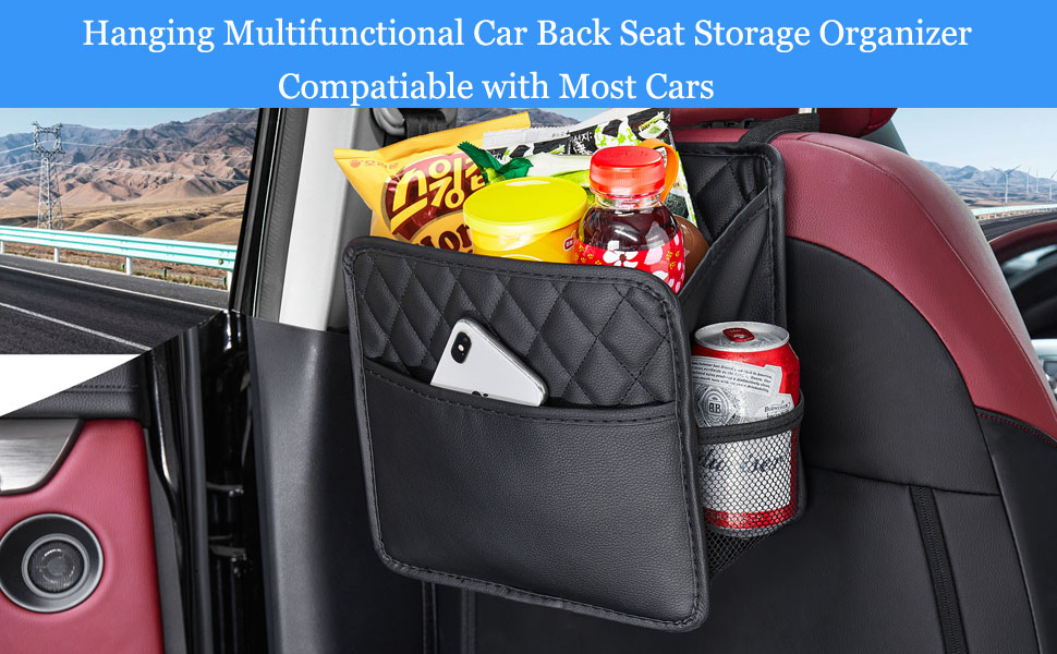CanJoo Car Back Seat Organizer, Waterproof PU Leather Front