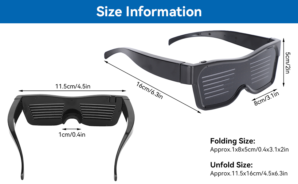 LED Bluetooth Glasses,LED Party Glasses For Men Women