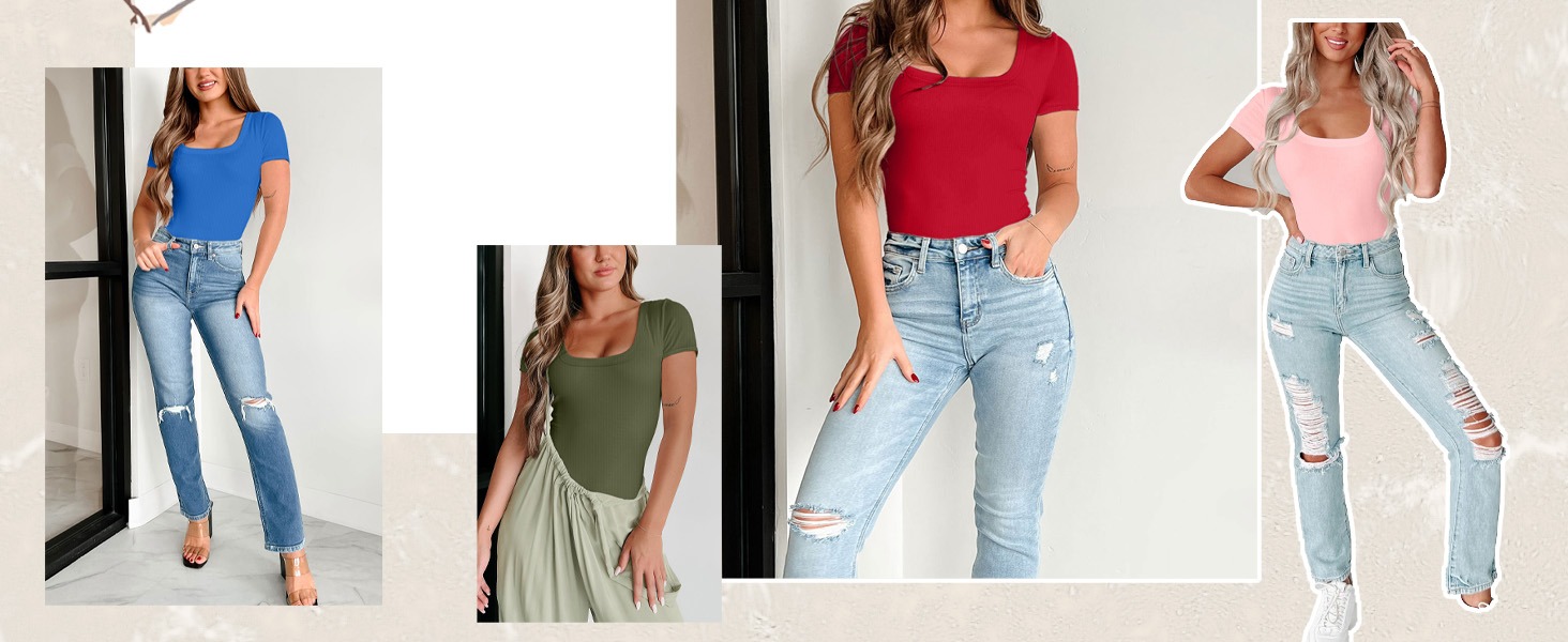 VICHYIE Damen-Kurzärmel-T-Shirt Sommer-Look Lena Design Gerippt Schmal 438638e9 20c8 44f8 93a8 995bc81292c4. CR0,0,1464,600 PT0 SX1464 V1