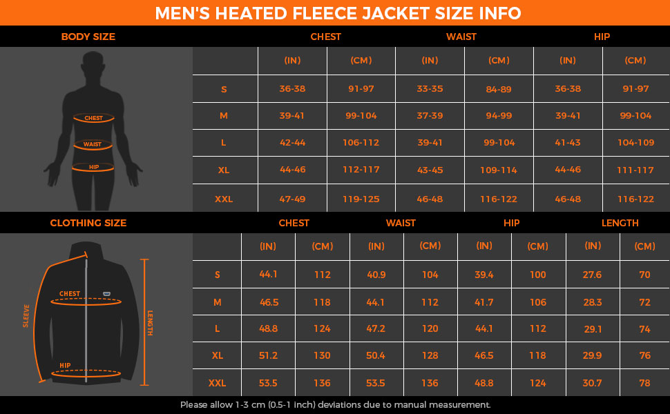 HENNCHEE Men's Heated Fleece Jacket Full Zip with Battery Pack 3 Stalls