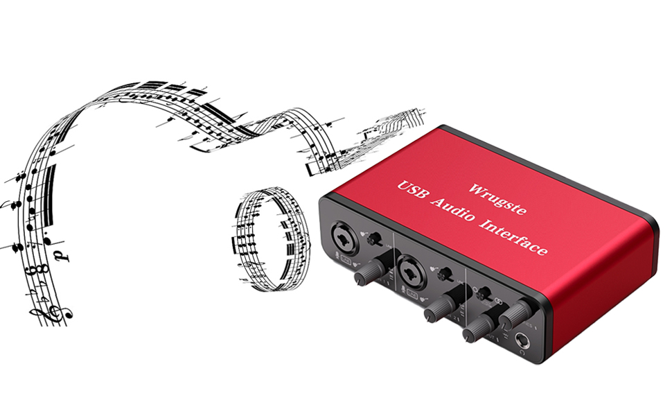 Wrugste USB Audio Interface +48V Phantom Power 24Bit/96kHz