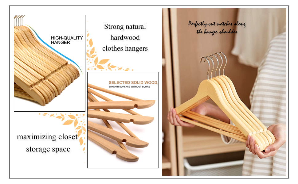 Evolluxi Lotus Wooden Hangers , Solid Wood Shirt Hangers,Dress Coat