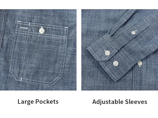 Amazon.com: Dubinik® Chambray Shirt Men Long Sleeve Cotton
