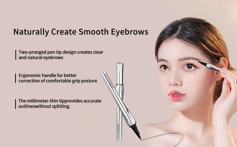 قلم تحديد الحواجب 2 في 1-2 شوكة بطرف منحني وطرف فرشاة دقيق لحواجب تشبه الشعر الطبيعي، مقاوم للماء ويدوم طويلا (بني رمادي) 4 قلم تحديد الحواجب