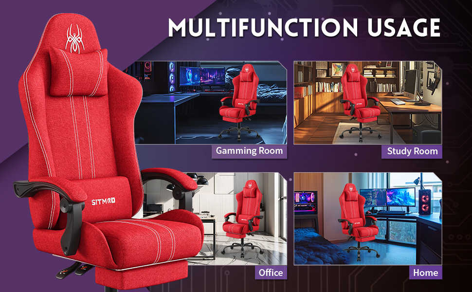 P54 Fabric Gaming Chair with Footrest