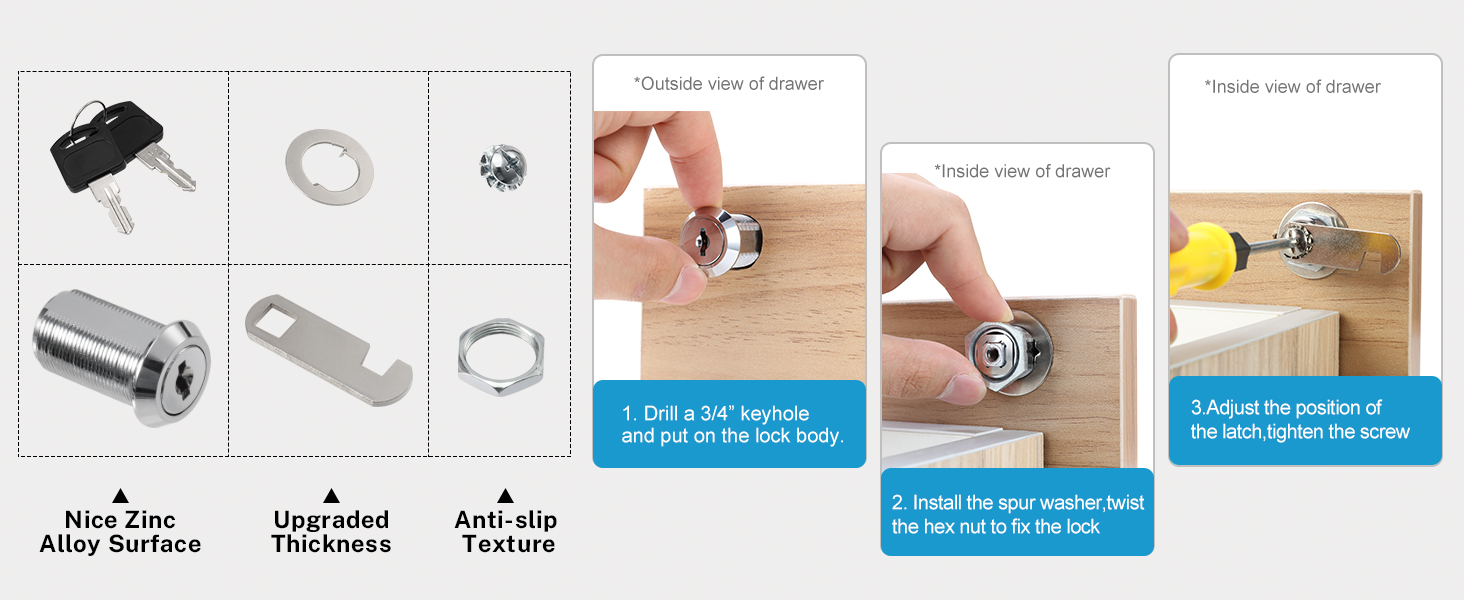 Kohree Upgrade Locks with Keys, 11/8'' (30mm) File