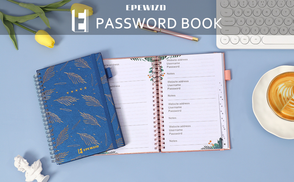 EPEWIZD Password Book with Alphabetical Tabs Spiral Bound