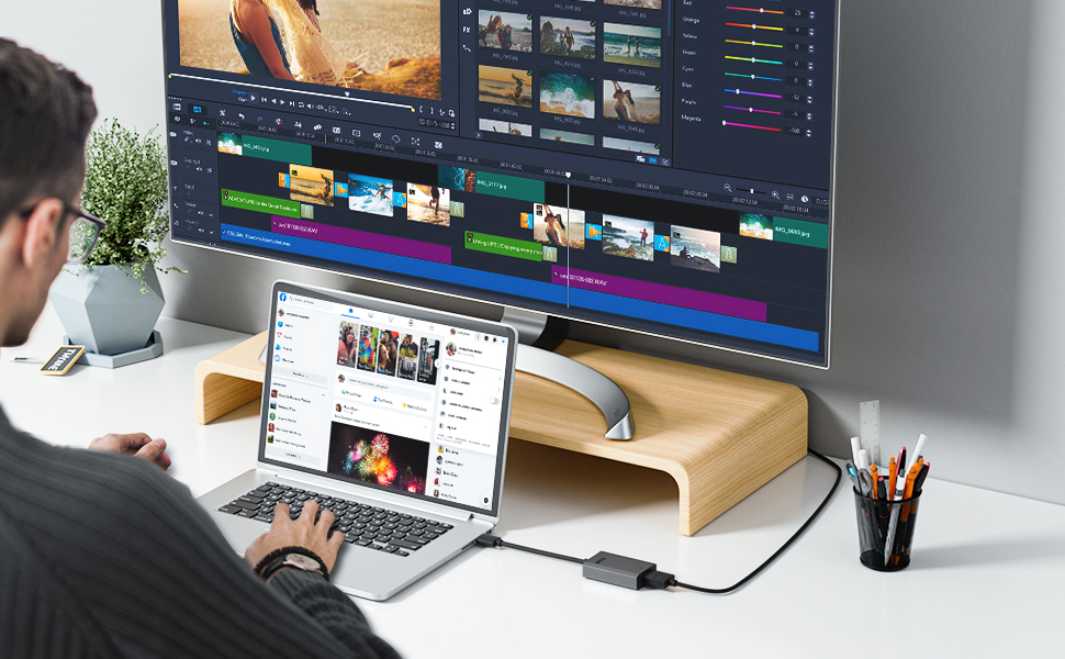 Yehua USB HDMI Adapter for MacBook Pro/Air/Mini, 1080P USB A to HDMI