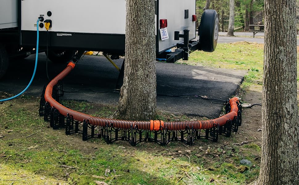 Camco 20 Ft (43051) Sidewinder RV Sewer Hose Support, Made From Sturdy Lightweight Plastic, Won