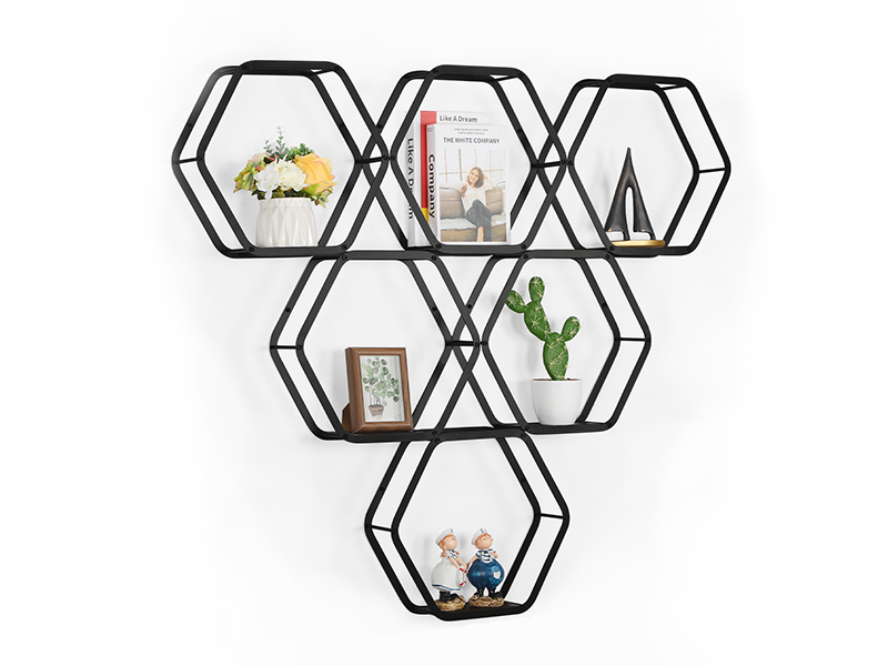 Hexagon Floating Shelves Black Metal Hexagon Shelves Modern Rustic