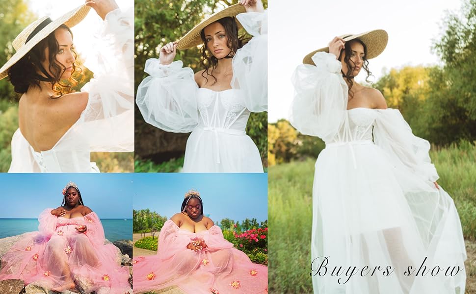 Puffy Sleeve Prom Dress Ball Gown Sweetheart Tulle Formal Evening Gowns